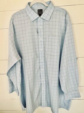 Jos. A. Bank Light Blue Windowpane Dress Shirt, Sz: 18.5-34
